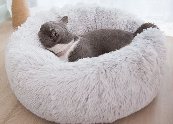 Ciepłe pluszowe miękkie pączki dla kotów łóżko dla psa Faux Fur Dog uspokajające łóżko