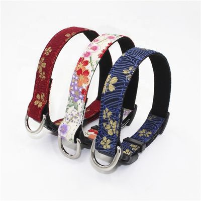 Drukowane Sakura Suede Substrate Zestaw smyczy obroża dla szczeniaka z D Ringami w stylu japońskim