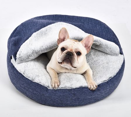 Antylękowe legowisko dla psa Premium Pluszowe gniazdo Snuggler Zmywalne antypoślizgowe dno uspokajające łóżko dla zwierząt