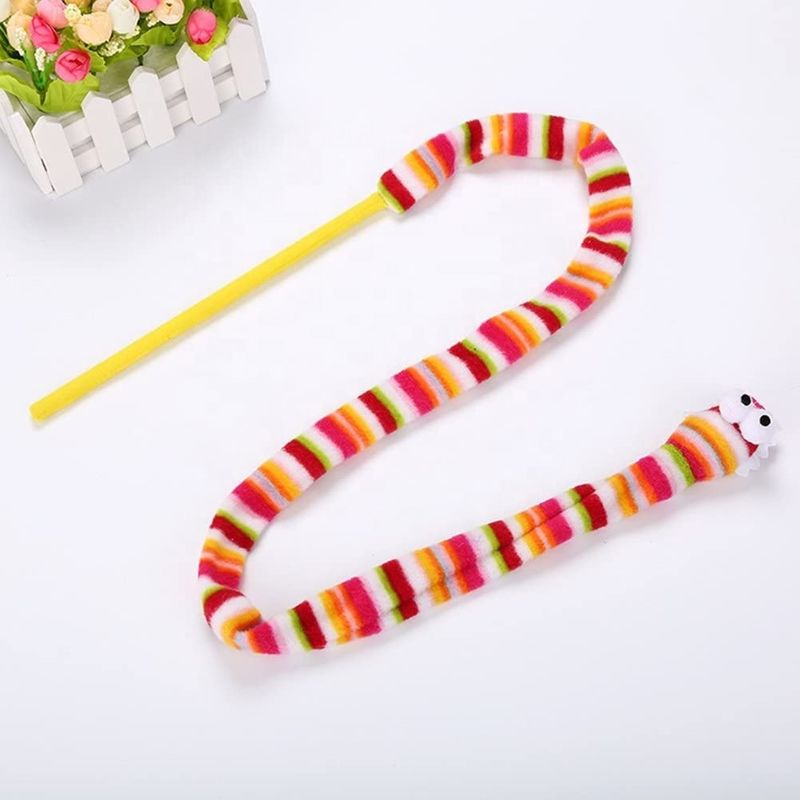 Vocal Pink Snake Cat Pet Zabawki Kot Pióro Teaser Różdżka 113cm