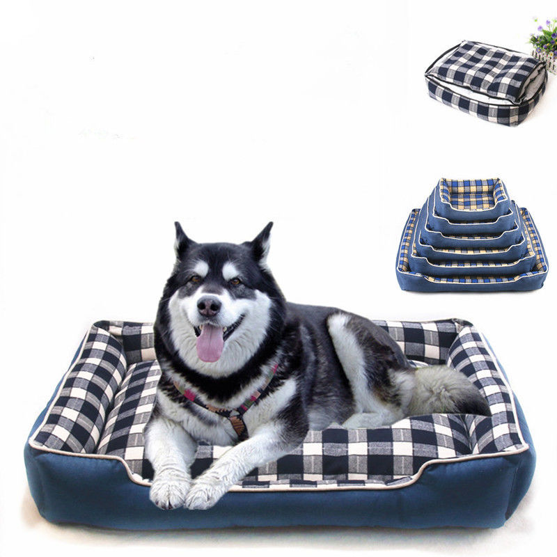 Ciepła miękka krata kwadratowa mata dla psa 740g Indoor House Kennel Nest wygodne łóżko dla psa