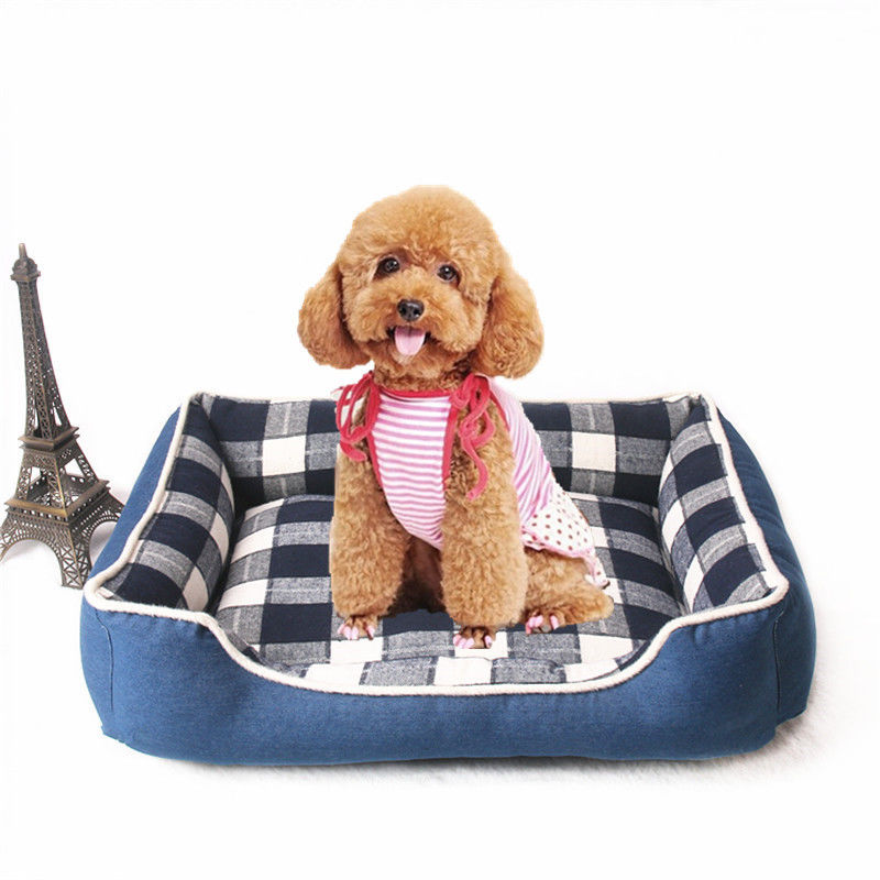 Ciepła miękka krata kwadratowa mata dla psa 740g Indoor House Kennel Nest wygodne łóżko dla psa