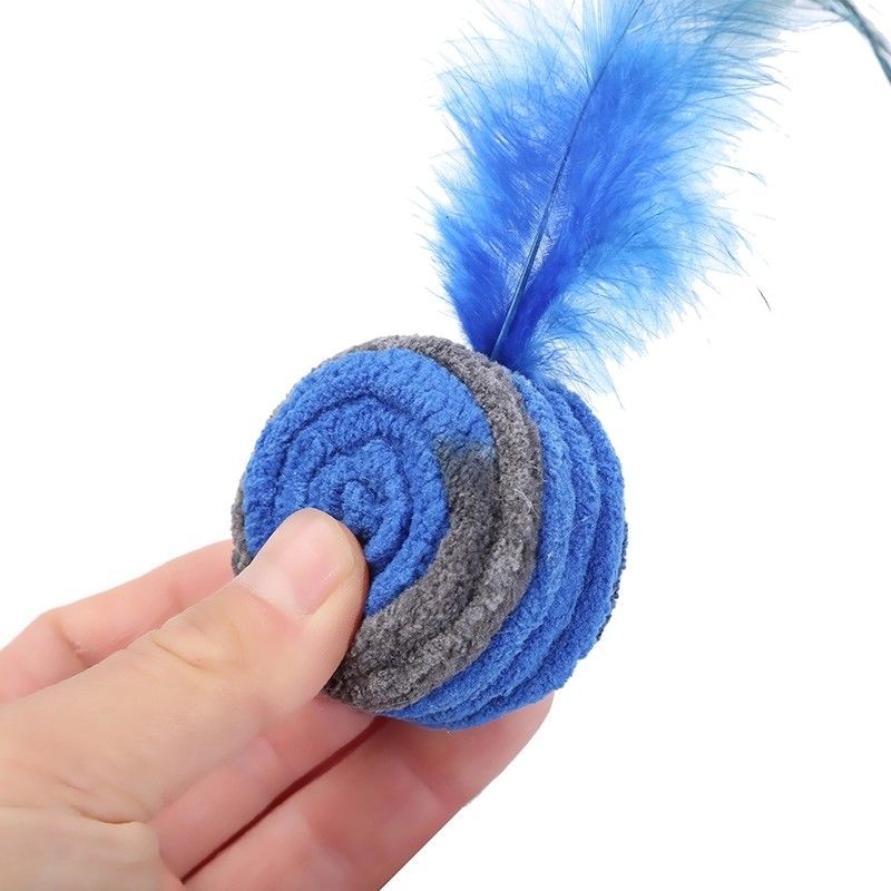 Self Excited Cat Pet Toys Dark Blue Feather Mouse Cat Toy Anti Depression