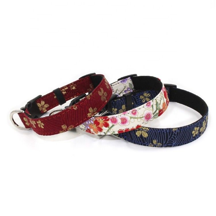 Drukowane Sakura Suede Substrate Zestaw smyczy obroża dla szczeniaka z D Ringami w stylu japońskim