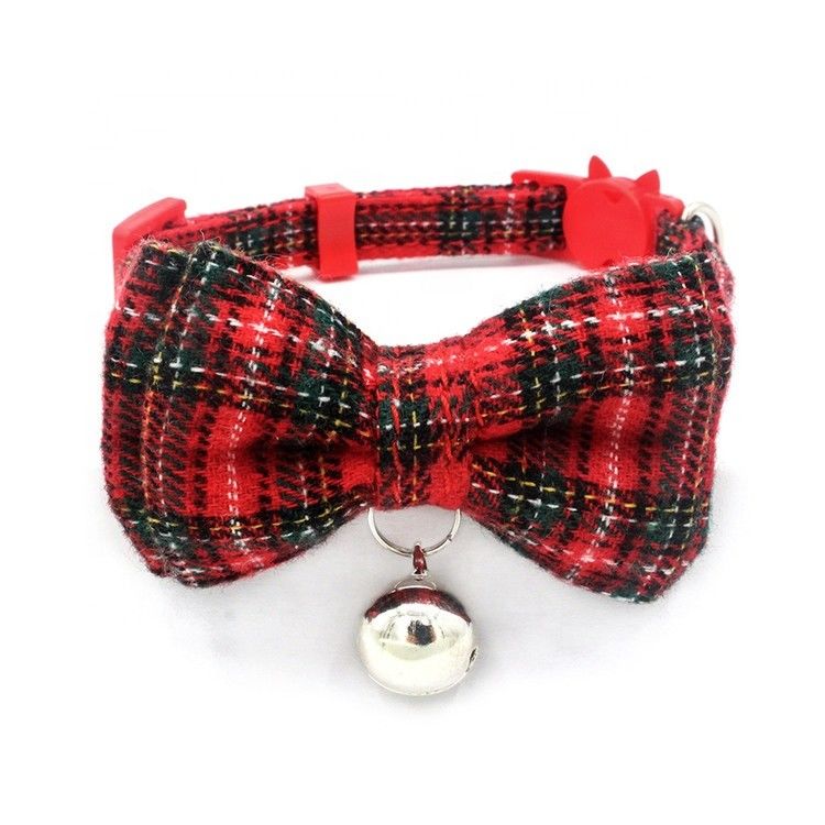 Scottish Tartan Bowtie Klamra bezpieczeństwa dla kota z dzwonkiem Regulacja szerokości 13-22 cm