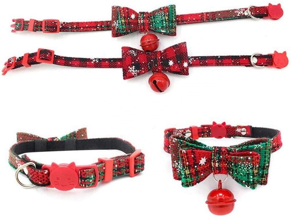 BSCI Collar Leash Uprząż Zestaw Bell Breakaway Regulowana obroża świąteczna dla kota