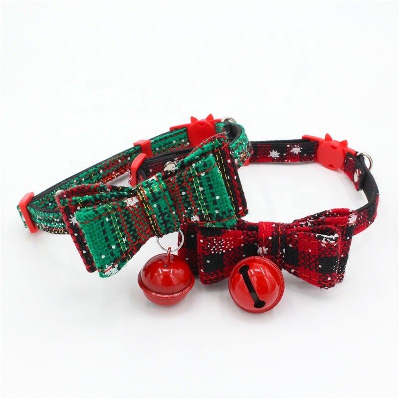 BSCI Collar Leash Uprząż Zestaw Bell Breakaway Regulowana obroża świąteczna dla kota