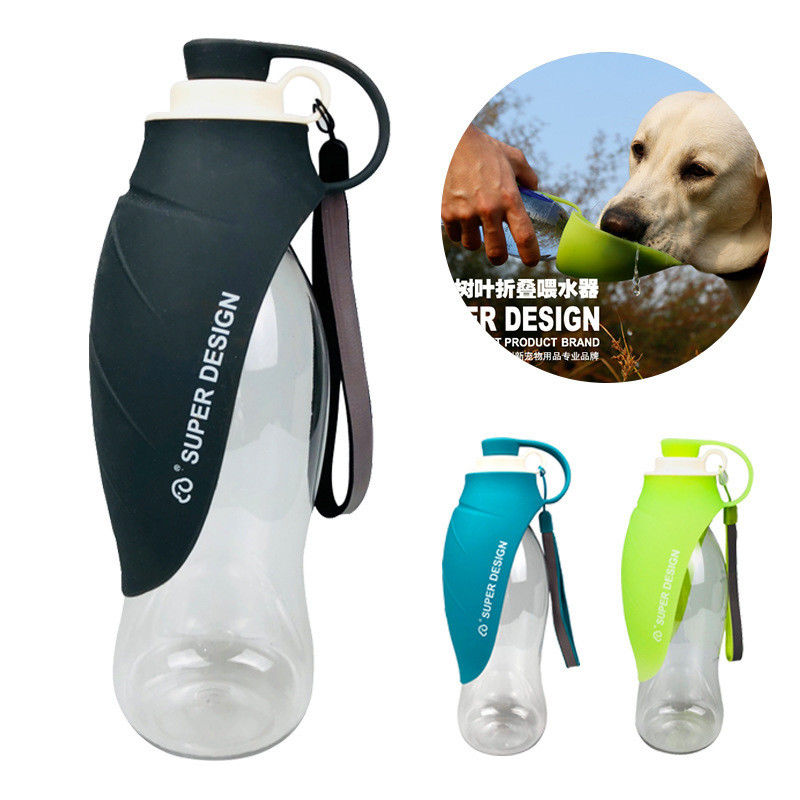 Pies Outdoor Water Bottle Przenośny Pet Dog Travel Podajnik Wody Pojemnik z Silikonowym Składanym Kubkiem Do Picia
